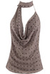 Polka Dot Draped Halter Neck Top