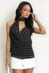 Polka Dot Draped Halter Neck Top