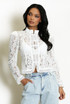 Long Sleeve Lace Mandarin Collar Top