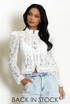 Long Sleeve Lace Mandarin Collar Top