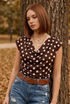 Polka Dots Ruched Blouse