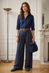 Polka Dots Wide Leg Belted Trousers