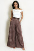 Polka Dots Wide Leg Belted Trousers