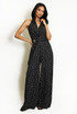 Polka Dots Side Buckled Wrap Jumpsuit