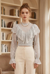 Ruffle Detail Mesh Blouse