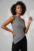 Striped One Shoulder Asymmetric Top