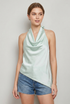 Cowl Halter Neck Asymmetric Blouse