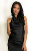 Cowl Halter Neck Asymmetric Blouse