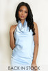Cowl Halter Neck Asymmetric Blouse