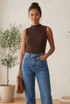Soft Knit Ribbed Mock Neck Top