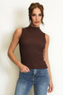 Soft Knit Ribbed Mock Neck Top