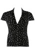 Polka Dot Ruched Fitted Blouse