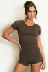 Ruched Side Short Sleeve Active Top