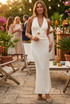 Textured Halter Neck Top and Maxi Skirt Set