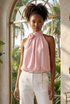 Bow Neck Balloon Hem Blouse