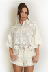 Lace Embroidered Puff Sleeve Blouse