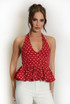 Polka Dot Peplum Bubble Hem Top