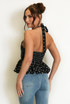 Polka Dot Peplum Bubble Hem Top