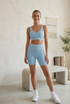 Contrast Piping Sports Bra And Shorts Set