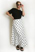 Polka Dot A-Line Maxi Skirt