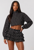 Polka Dots Cropped Jacket and Ruffle Skirt