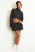 Polka Dots Cropped Jacket and Ruffle Skirt