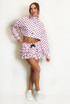 Polka Dots Cropped Jacket and Ruffle Skirt