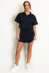 Polo Neck Shirt and Pleated Skirt Set