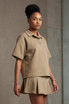 Polo Neck Shirt and Pleated Skirt Set