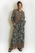 Contrast Animal Print Blouse and Trouser Set