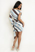 Striped One Sleeve Drape Mini Dress