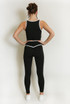 Piping Detail Vest And Legging Gym Set
