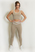 Piping Detail Vest And Legging Gym Set