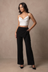 Satin Wide Leg Trouser with Sarong Overlay