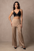 Satin Wide Leg Trouser with Sarong Overlay