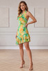 Abstract Cowl Neck Halter Mini Dress