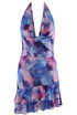 Abstract Cowl Neck Halter Mini Dress
