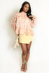 Floral Ruffles Trim Frill Hem Blouse