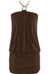 Draped Gold-Ring Halter Bodycon Mini Dress