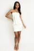 Draped Gold-Ring Halter Bodycon Mini Dress