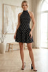 Polka Dot Choker Backless Mini Dress