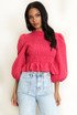Shirred Peplum Blouse
