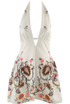 Plunge Neck Embroidered Mini Dress