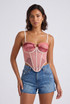 Marble Mesh Key Hole Corset Top