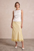 Satin Lace Hem Midi Skirt