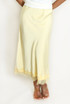 Satin Lace Hem Midi Skirt