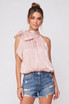 Tie Neck Bubble Hem Top