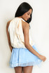 Tie Neck Bubble Hem Top