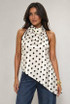 Polka Dots Asymmetric Choker Blouse