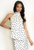 Polka Dots Asymmetric Choker Blouse